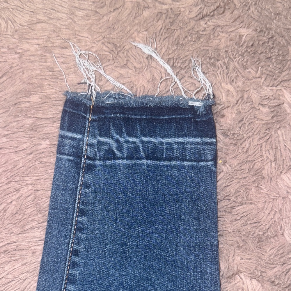 Garage Dark Blue Distressed Denim Ankle Jeans Fitted Skinny Blue Jean Pants sz 0 - Picture 4 of 10